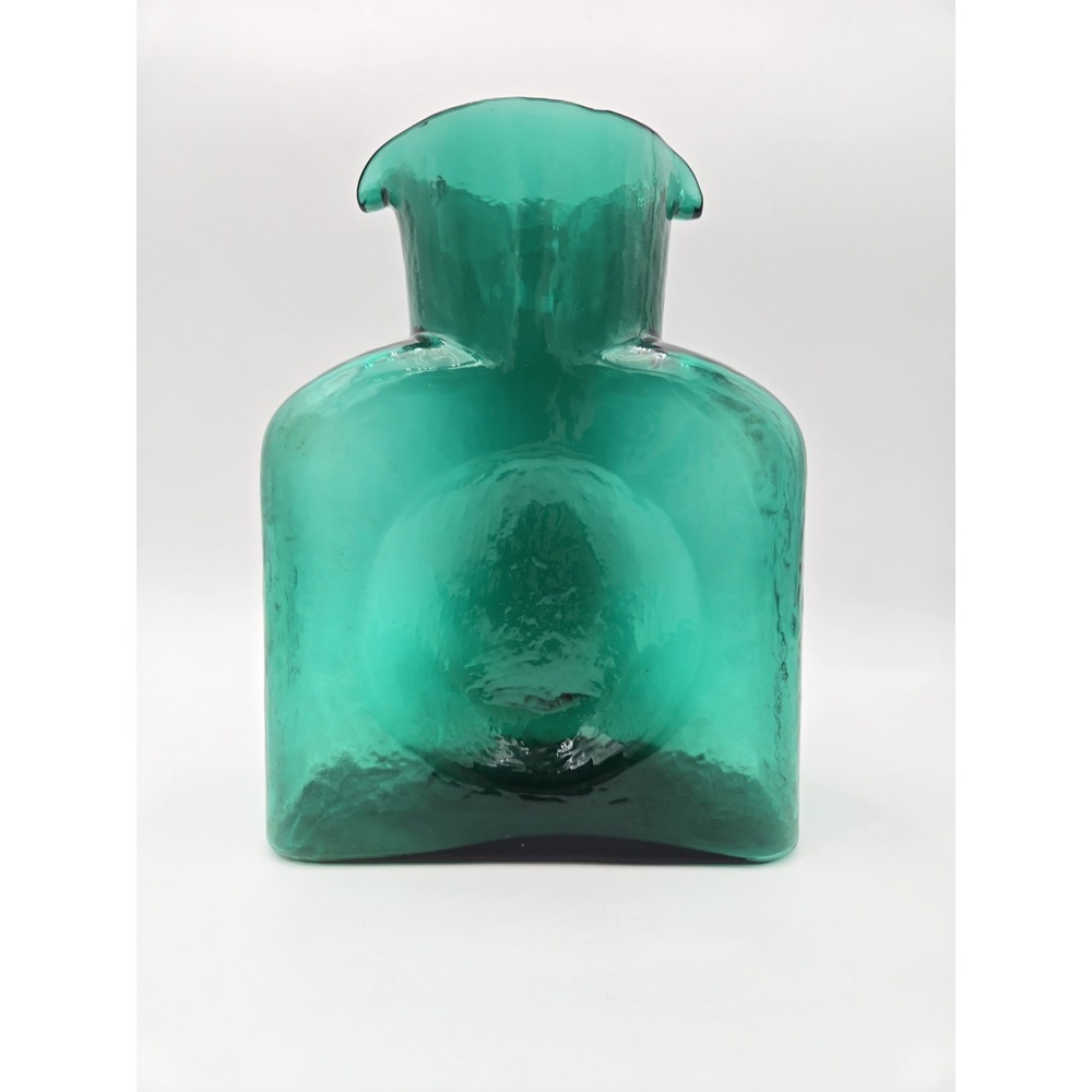 Vintage Blenko Glass 384 Water Bottle Signed Richard Blenko 2000 Green *AS IS*
